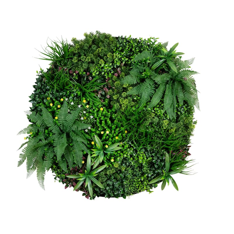 Amalfi Coast Round Framed Living Wall Panel - 40" - Green