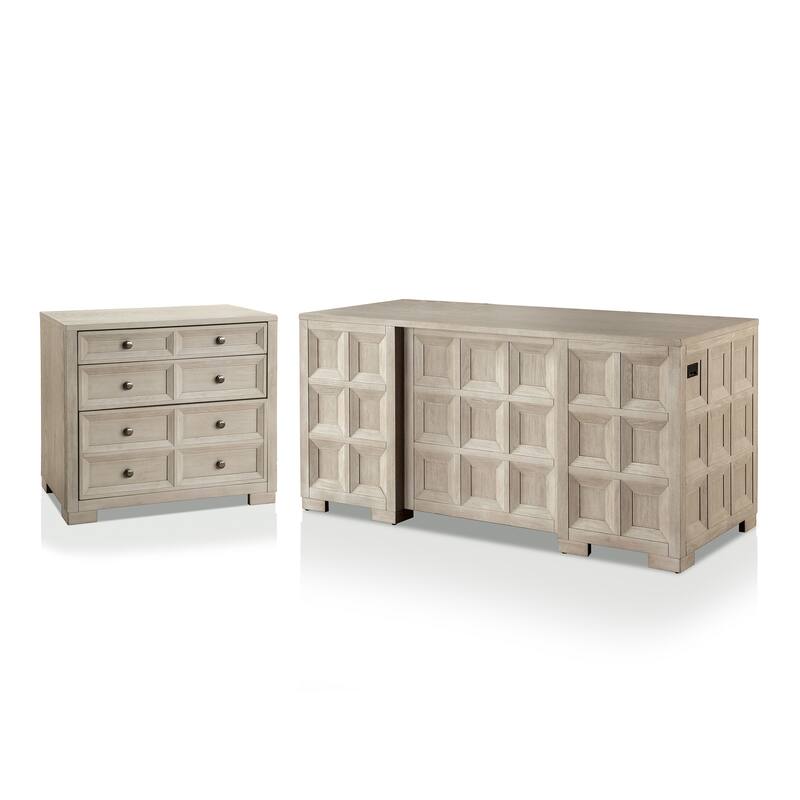 Furniture of America Durem Modern Tawny Brown Executive Desk with File Cabinet Set