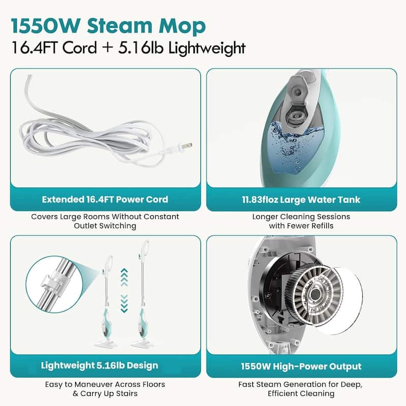 Steam Mop 10 in 1 MultiPurpose Handheld Steam Cleaner Detachable Floor Steamer