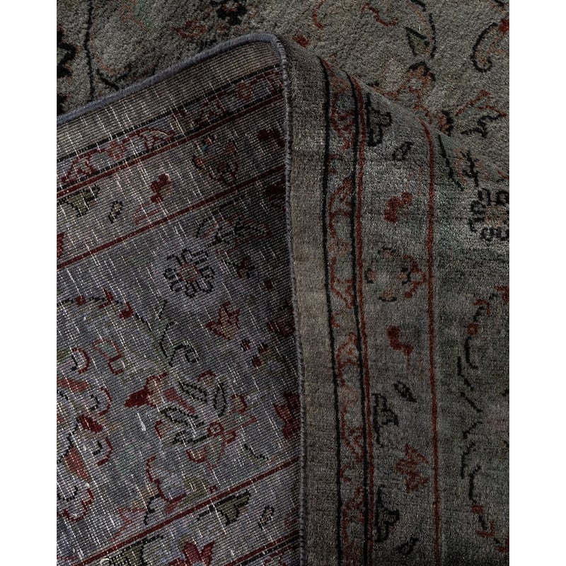 Overton Hand Knotted Wool Vintage Inspired Modern Contemporary Overdyed Gray Area Rug - 6' 3" x 9' 3"