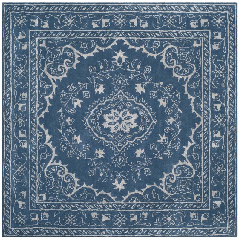 SAFAVIEH Handmade Glamour Gudmundina Modern Viscose Rug - 6' Square - Blue