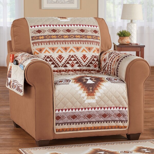 Quilted Neutral Southwest Aztec Furniture Cover Sofa On Sale Bed