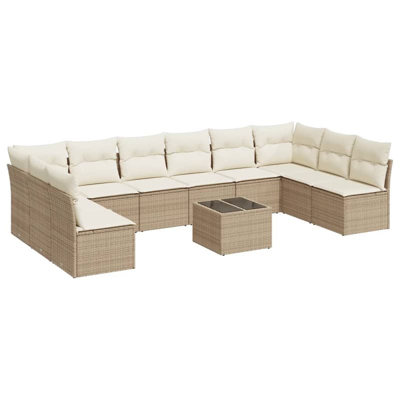 vidaXL Garden Sofa Set Beige, Cream White - 21.7 x 21.7 x 14.6