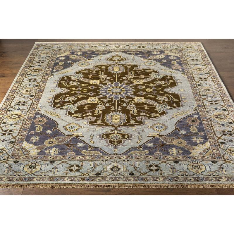 Hand-Knotted Tim Border New Zealand Wool Area Rug