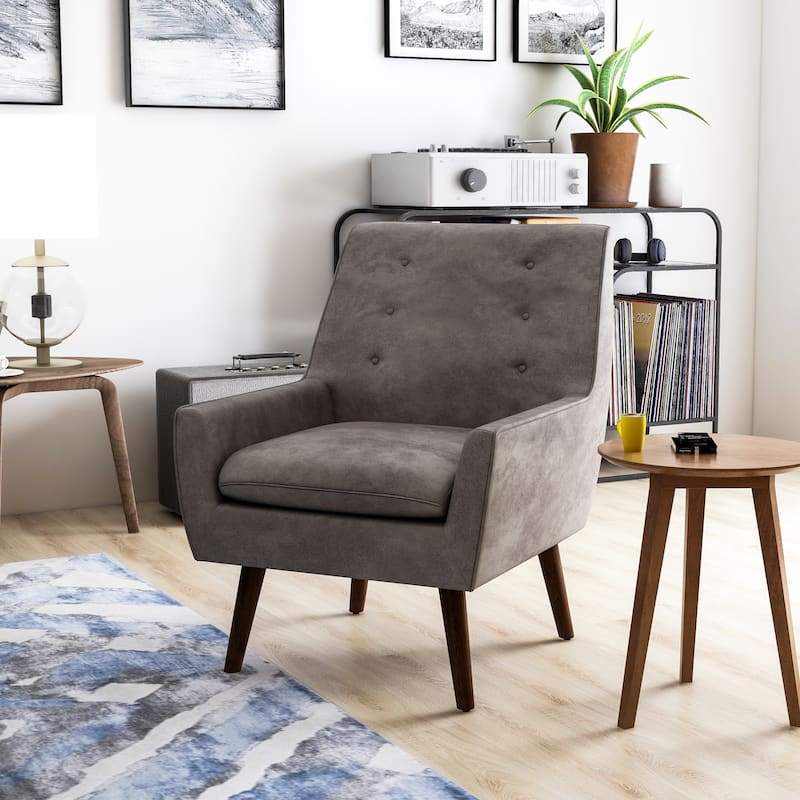 Valla Modern Wood Button Tufted Flared Arms Accent Chair by Carson Carrington - Dark Brown