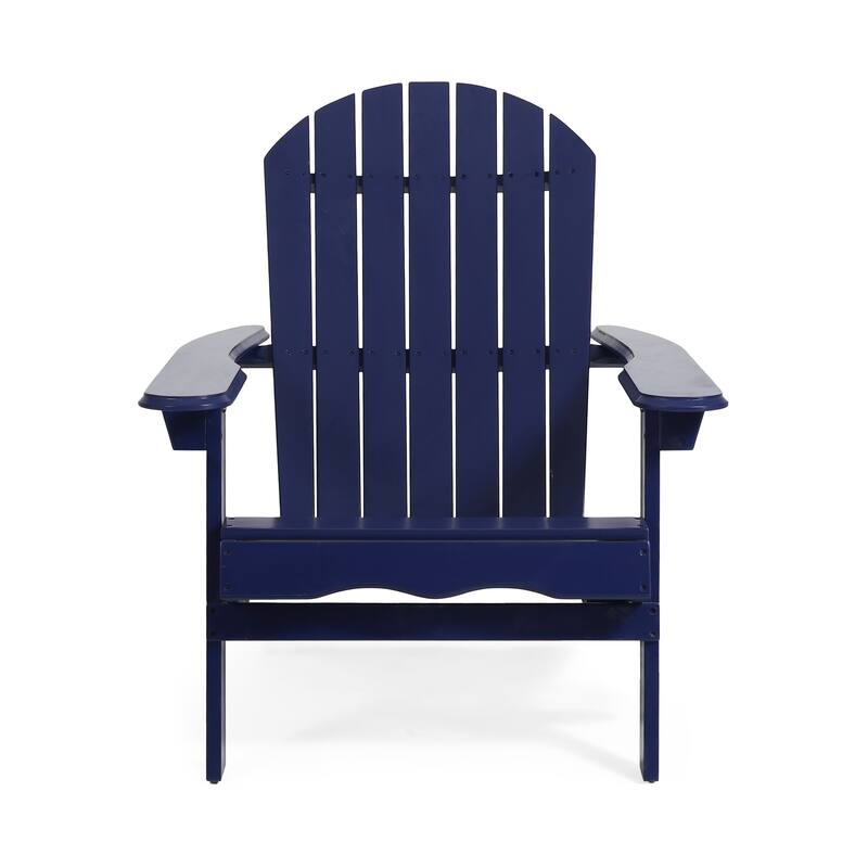 Libo Outdoor Adirondack Chair, Blue Acacia Wood Frame, Slat Panels