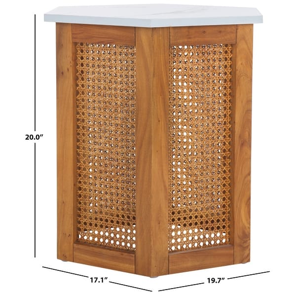 dimension image slide 3 of 4, SAFAVIEH Danez Hexagon Cane Accent Table (Fully Assembled) - 20Wx17Dx20H