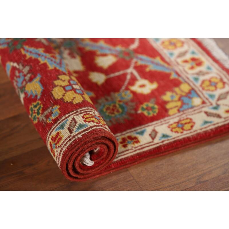 Floral Red Kazak Oriental Foyer Rug Handmade Wool Carpet - 2'0" x 2'11"