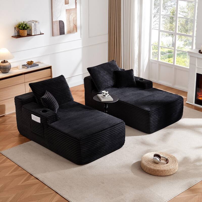 Oversized Boneless Double Chaise Lounge, Sectional Deep Seat Cloud Couch, Oversized Compressed Loveseat Sleeper Sofa