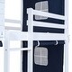 preview thumbnail 19 of 17, Blue Twin Size Solid Wood House Bunk Bed with Tent & Ladder