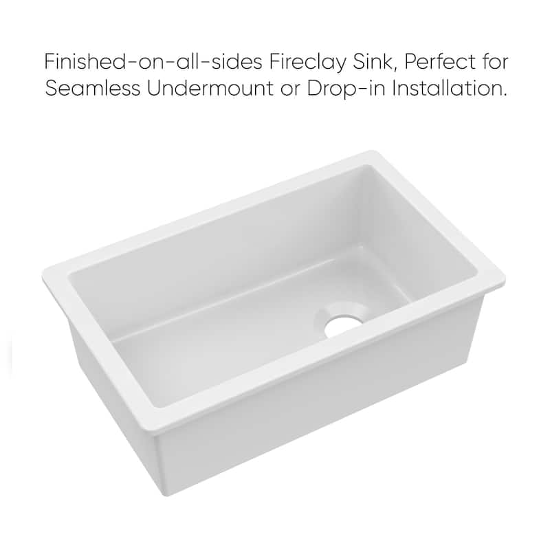 Whitehaus WHUF3119 Fireclay 31" Undermount Single Basin Fireclay
