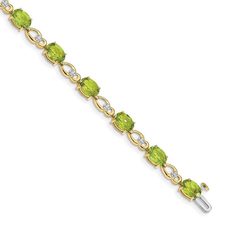 Curata 5mm 14k Peridot Diamond Bracelet