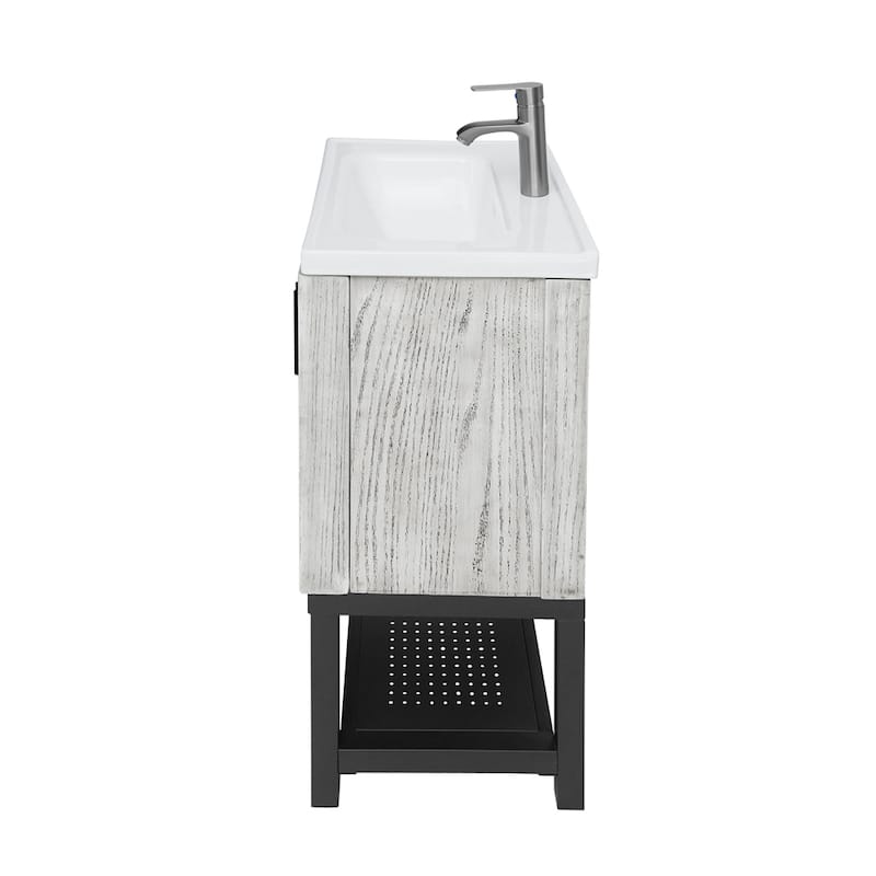 24" Bathroom Vanity with White Ceramic Sink & Hot and Cold Faucet