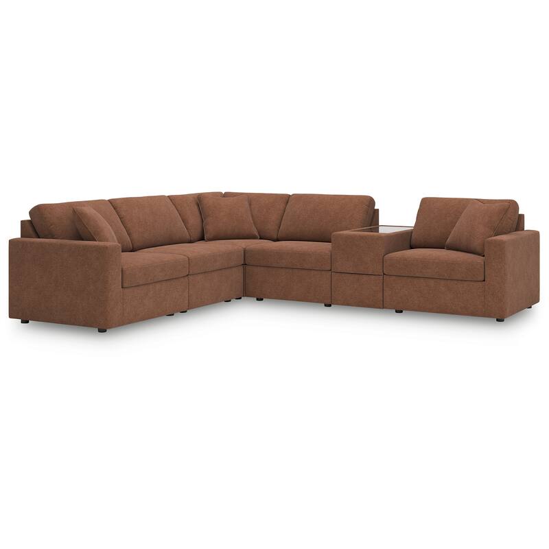 Signature Design by Ashley Modmax Orange 6-Piece Sectional with Storage Console - 124"W x 107"D x 36"H