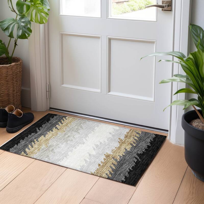 Premium Washable Super Soft Modern Ombre Mayfield Rug - Black - 1' 8" x 2' 6" - Rectangle