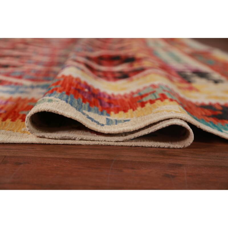 Reversible Kilim Area Rug Hand-Woven Oriental Wool Carpet - 10'3"x 12'6"