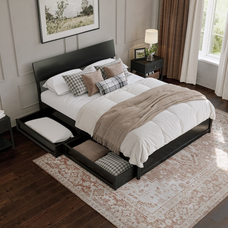 Norla Wood Platform Bed with Storage Drawers