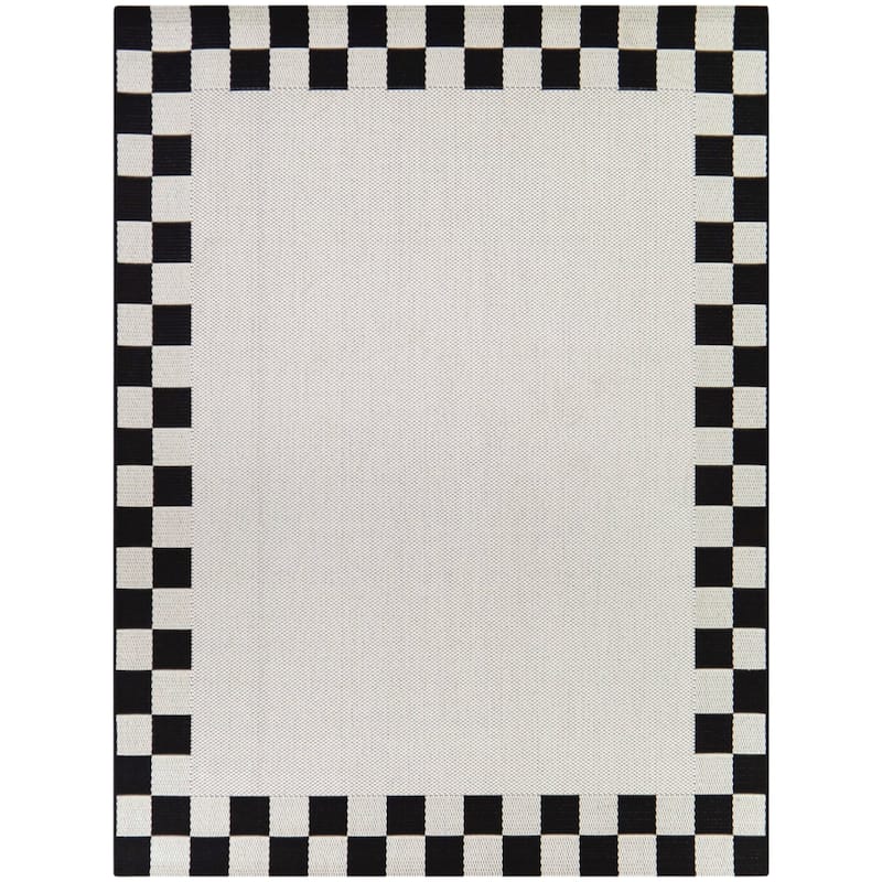 Tabor Checkered Border Indoor/Outdoor Area Rug - 5'3" x 7' - Charcoal