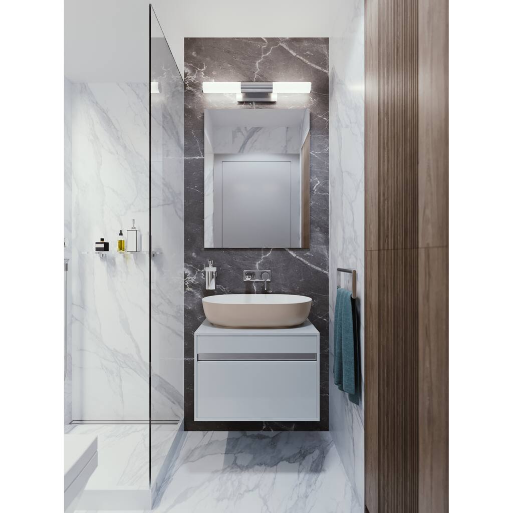 AFX Dax Satin Nickel LED Vanity with White Acrylic