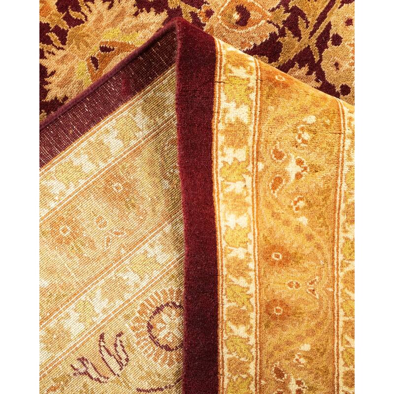 Overton Hand Knotted Wool Vintage Inspired Traditional Mogul Red Runner Rug
