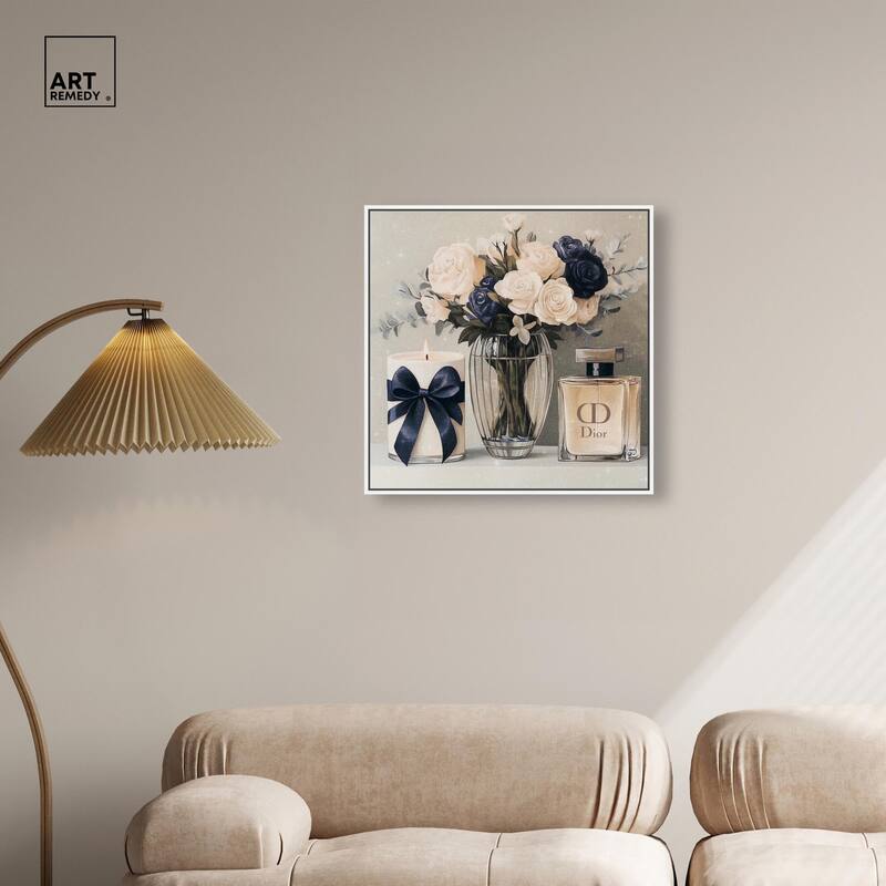Ivory Perfume Flowers in Vase Canvas by Art Remedy