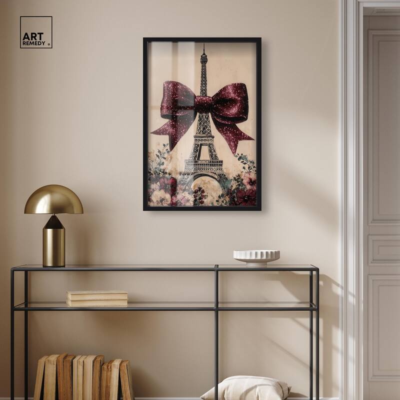 Sparkling Bow Eiffel Tower Shadowbox by Art Remedy