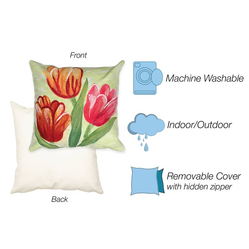 Liora Manne Visions IV Tulips Indoor/Outdoor Pillow Warm 20" x 20"
