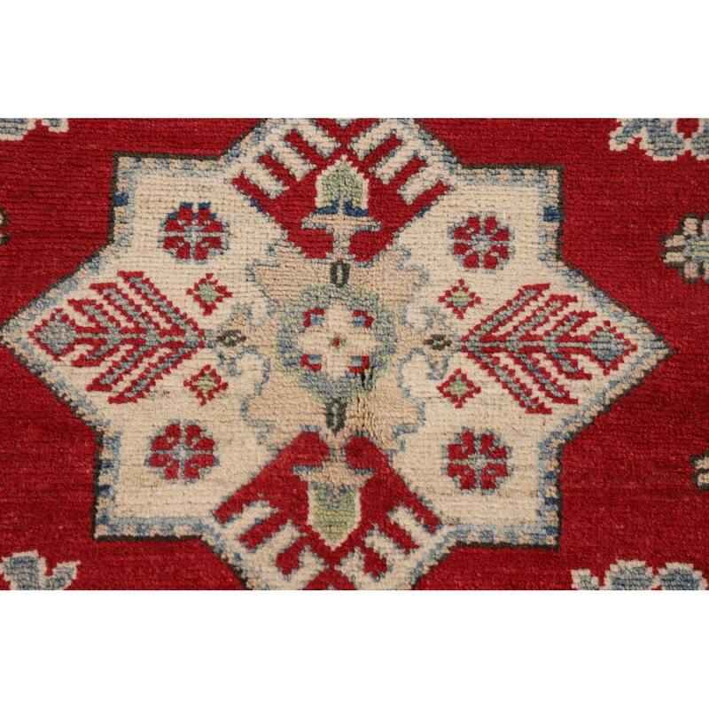 Kazak Accent Rug Hand-Knotted Traditional Oriental Wool Carpet - 3'6"x 4'11"