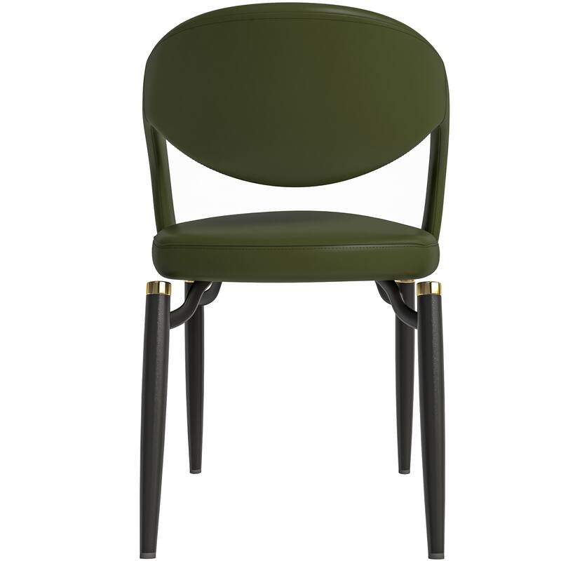 Entice Dining Chairs Upholstered Leather with Iron Legs Modern Accent Arm Chairs