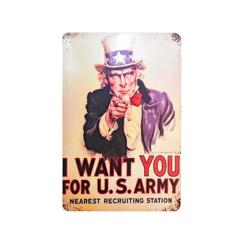 I Want You For The U.S Army Uncle Sam Recruiting Tin Sign 8" x 12" - 8" x 12"