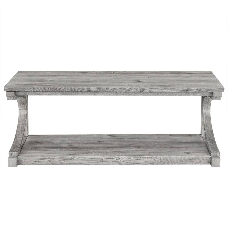 Wood Rectangular Coffee Table with Shelf