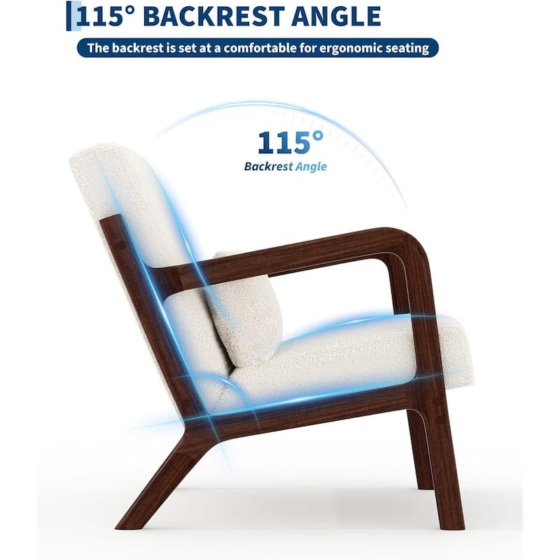 Modern Sherpa Accent Sofa Chair, Lounge Armchair with Lumbar Pillow for Living Room, Bedroom