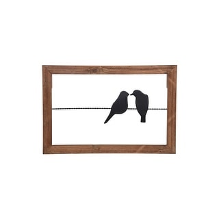Foreside Home & Garden 18 x 12 inch Rustic Birds On A Wire Wood And Metal Wall Décor