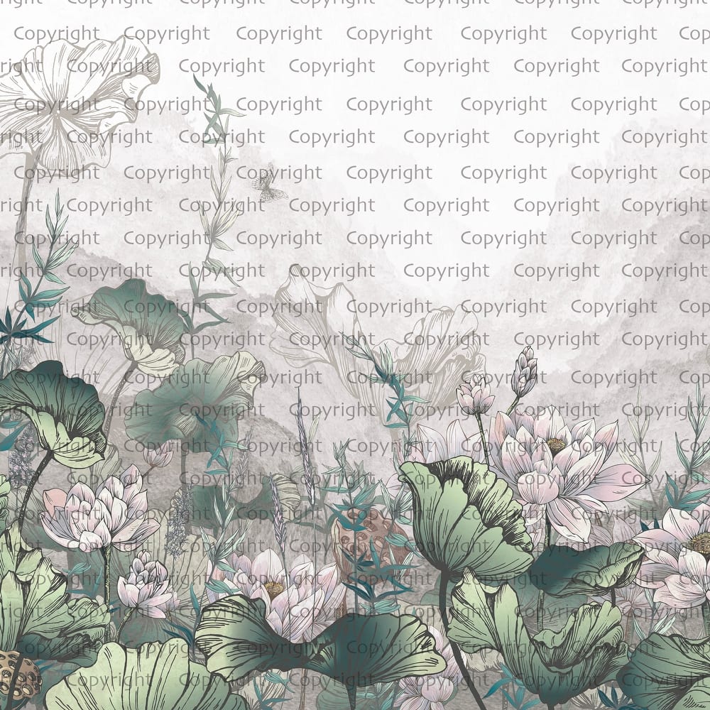 Tranquil Lotus Pond, Soft Botanical Wallpaper Mural
