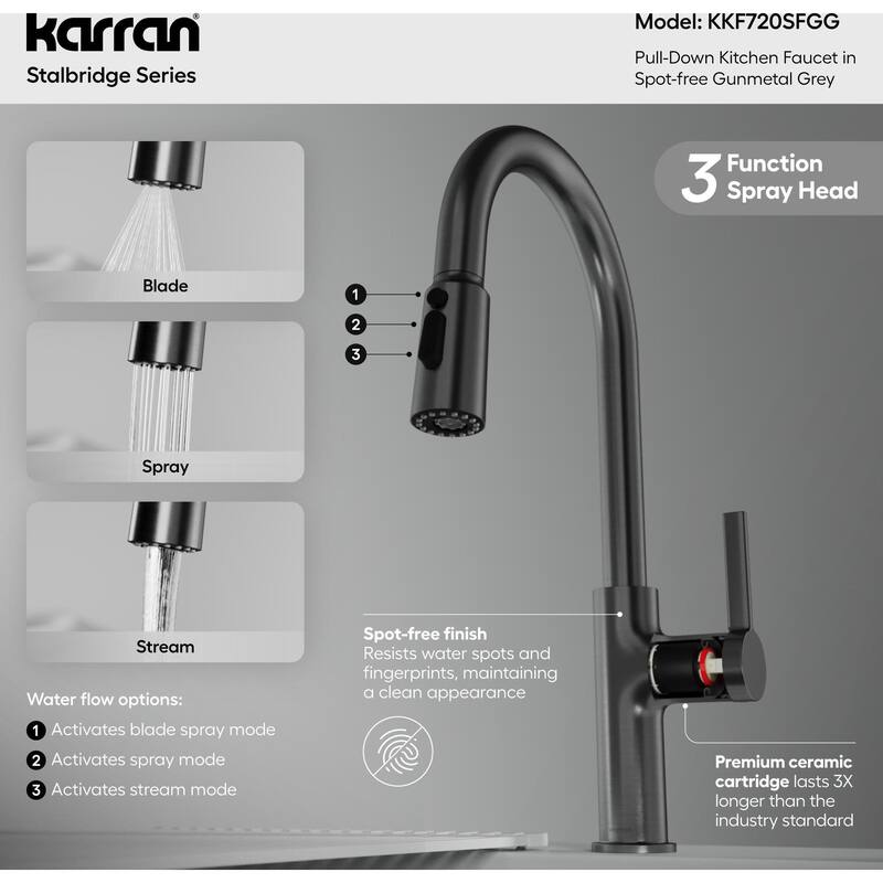 Karran USA KKF720 Stalbridge 1.8 GPM Single Hole Pull Down Kitchen