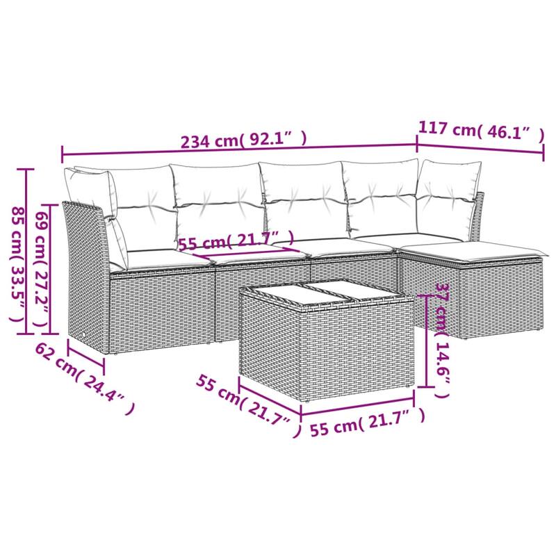 vidaXL Garden Sofa Set Beige - 21.7 x 21.7 x 14.6
