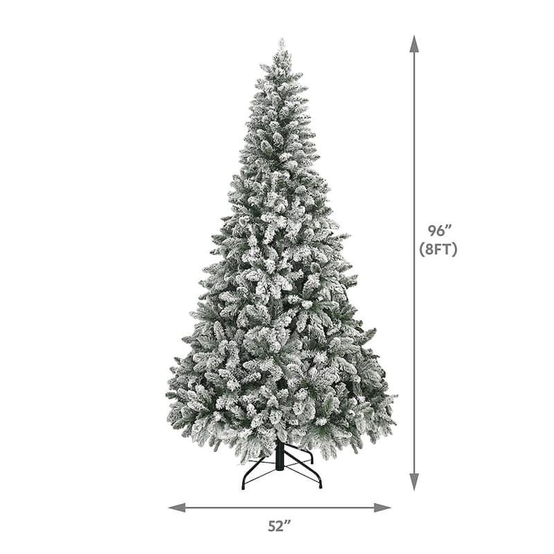 Maypex Lighted Flocked Green Spruce Artificial Christmas Tree