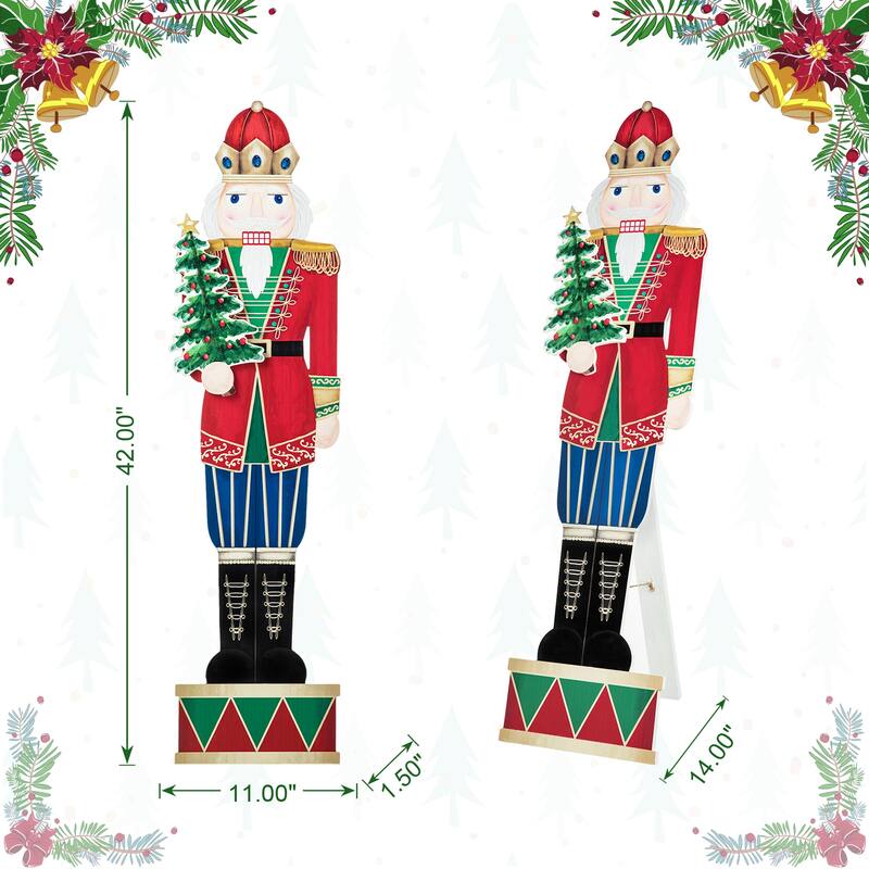 Glitzhome Wooden Christmas Nutcracker "PEACE" Porch Sign