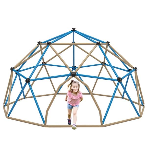 slide 2 of 22, Kids Climbing Dome Tower - 13 ft Jungle Gym Geometric Playground Dome Climber Monkey Bars Play Center, Rust & UV Resistant Steel Blue,Coffee