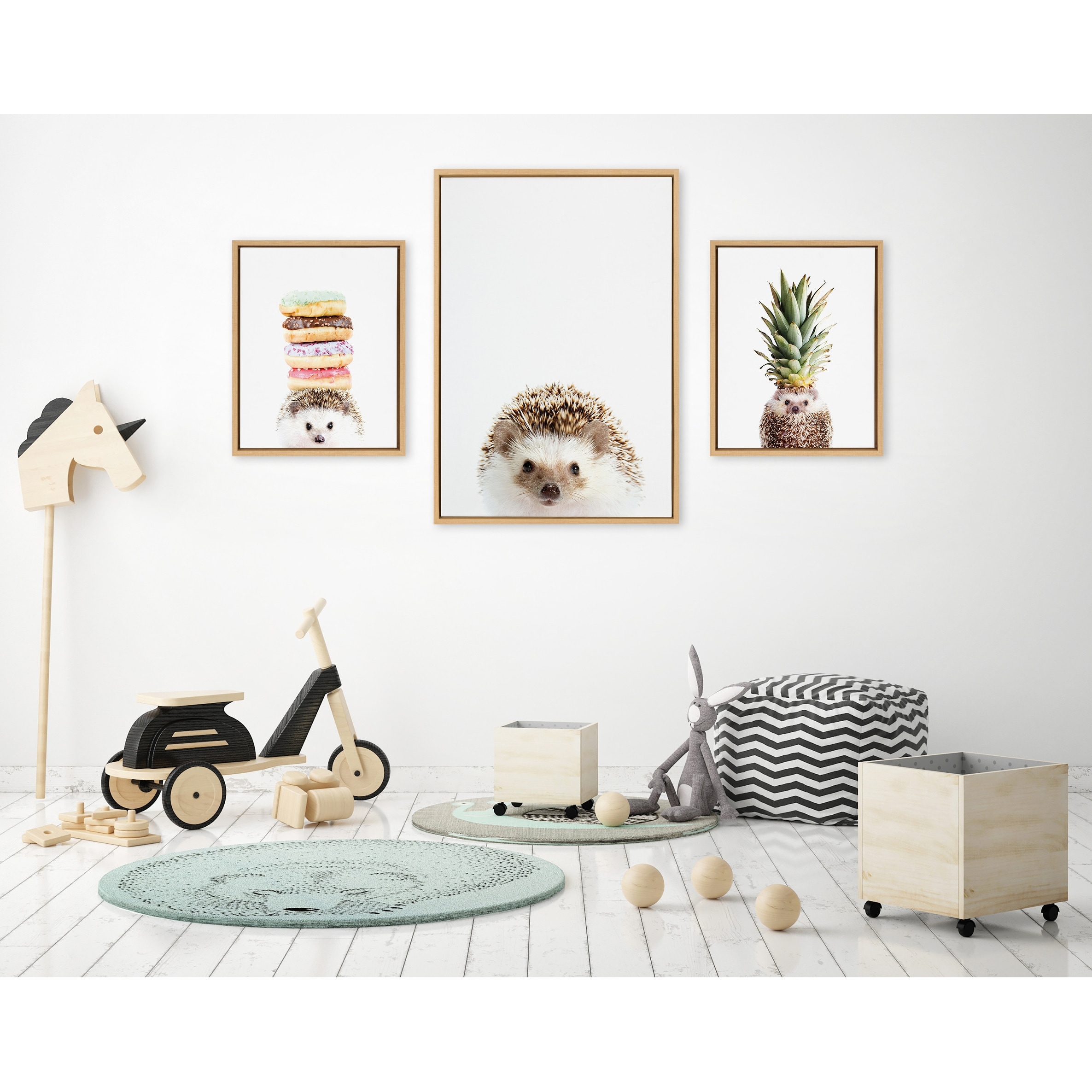 Kate and Laurel Sylvie Hedgehog Canvas Art Set by Amy Peterson