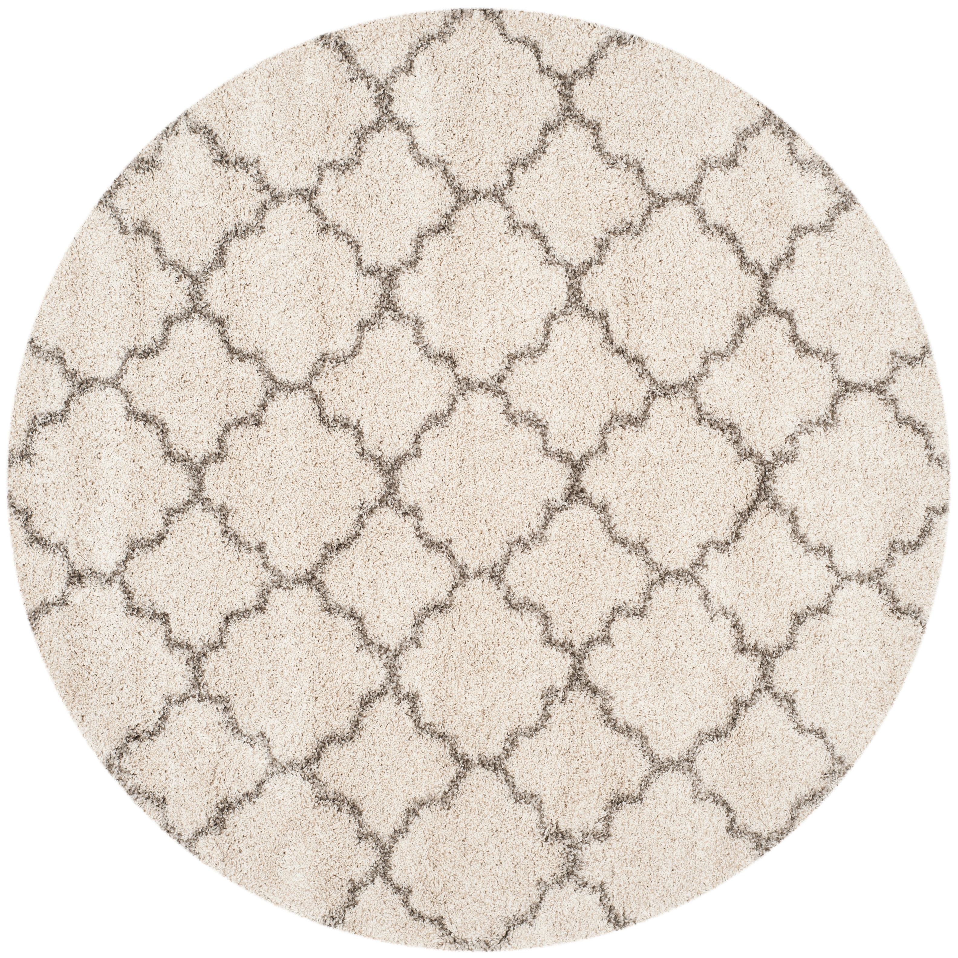 SAFAVIEH Hudson Shag Vitchka Glam Trellis 2-inch Area Rug - Ivory/Grey - 8' Round