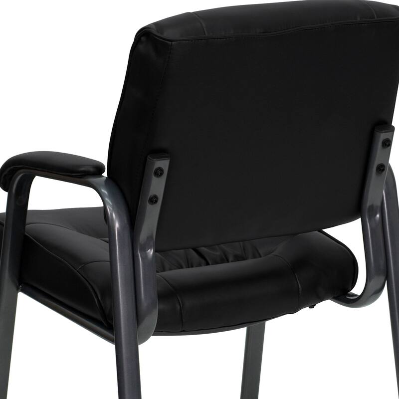 LeatherSoft Executive Side Reception Lounge Chair with Titanium Gray Frame
