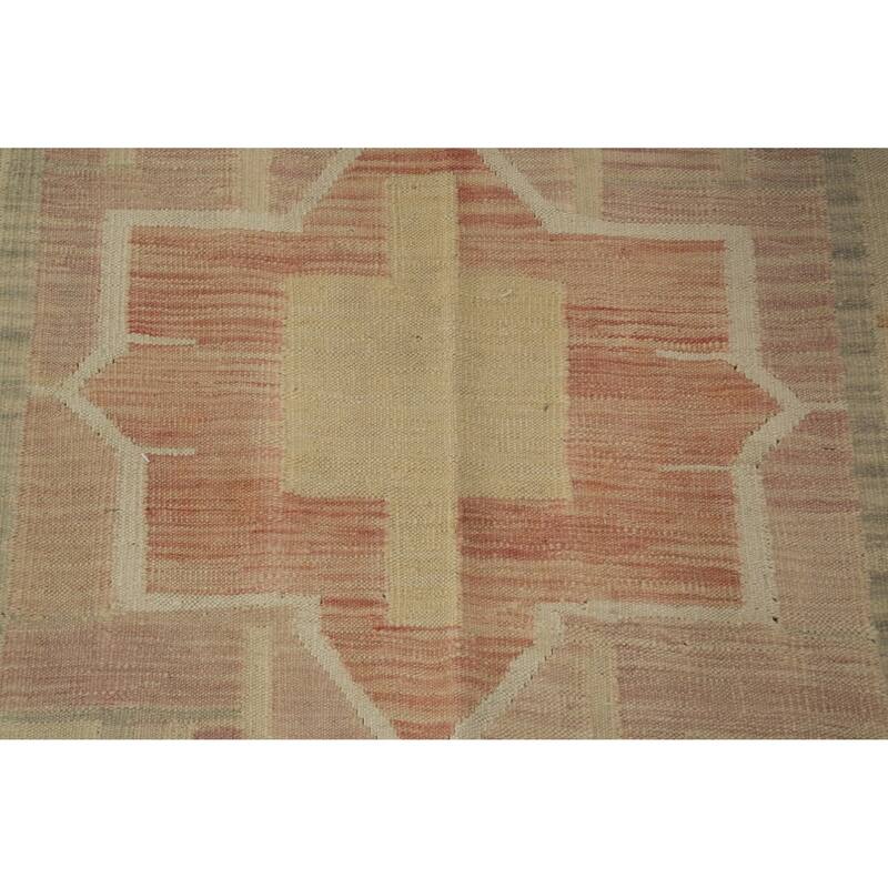 Hand Woven Oriental 100% Wool Carpet Southwestern Tribal Multi-Colored Kilim Area Rug - 11' 8'' X 8' 11''