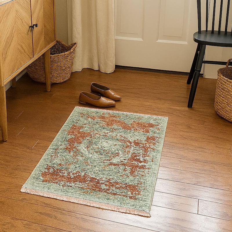 HERAT ORIENTAL Turkish Modern Erased Design Wool & Silk Rug - 2' x 2'11"