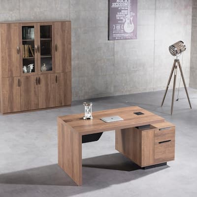 WESOME Modern Width Adjustable Executive Desk with Storage Cabinet