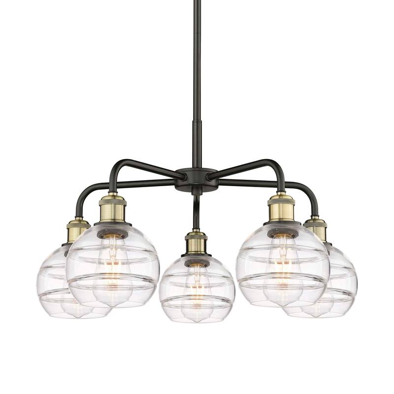 Innovations Lighting 516-5CR-14-24 Rochester Chandelier Rochester 5 - Black Antique Brass / Clear