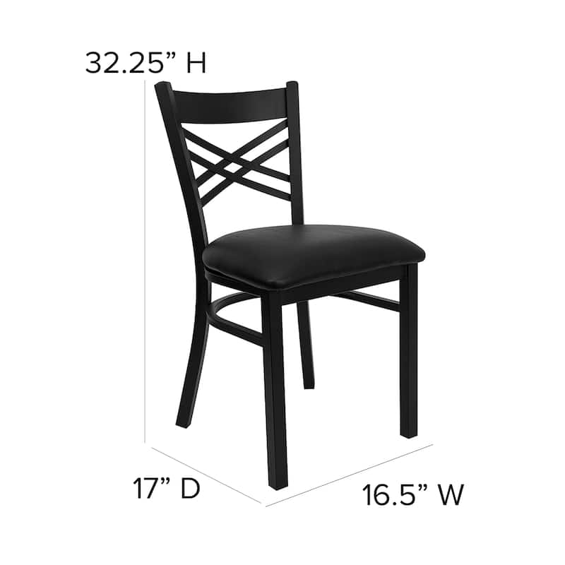 X'' Back Metal Restaurant Chair - 16.5"W x 17"D x 32.25"H - 16.5"W x 17"D x 32.25"H