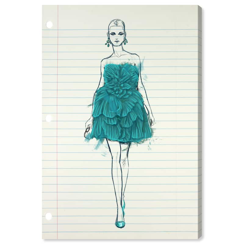 Wynwood Studio Canvas Fashion and Glam Runway Letter Turquoise Blue and Teal Modern & Contemporary Wall Art Canvas Print
