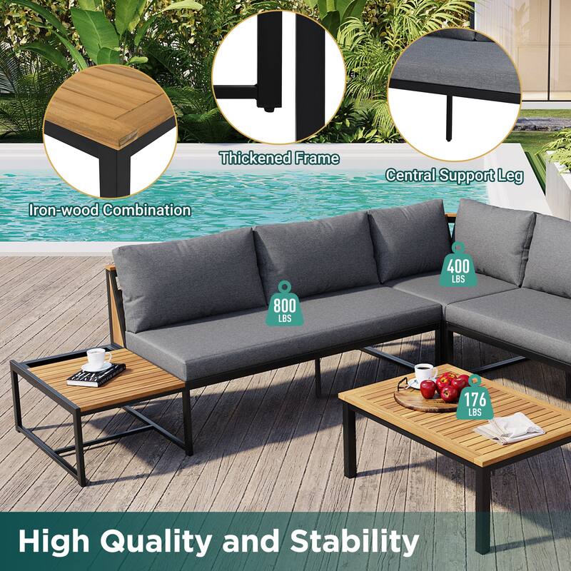 4-Pieces Outdoor Sofa Set with Waterproof Cushions