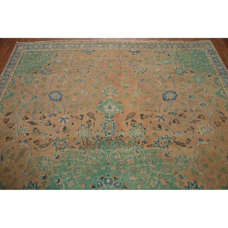 Hand Knotted Oriental 100% Wool Carpet Traditional Floral Peach Mashad Area Rug - 10' 7'' X 7' 1''